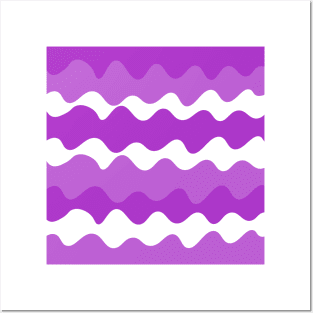 Purple and white horizontal waves pattern Posters and Art